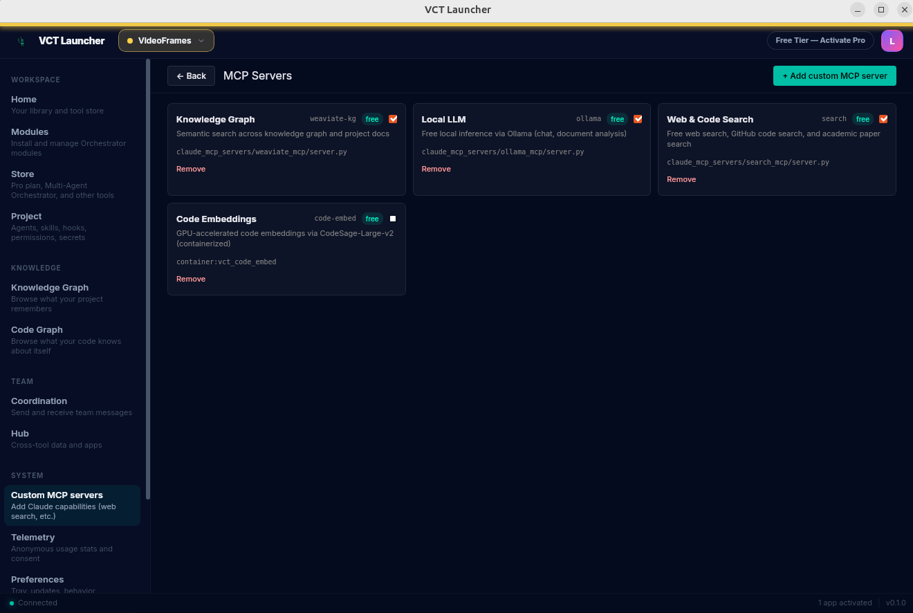 MCP servers dashboard