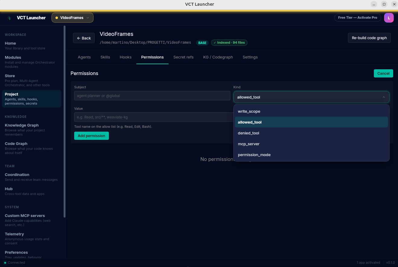 Permissions tab with Add form open